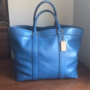 Coach blue leather duffle